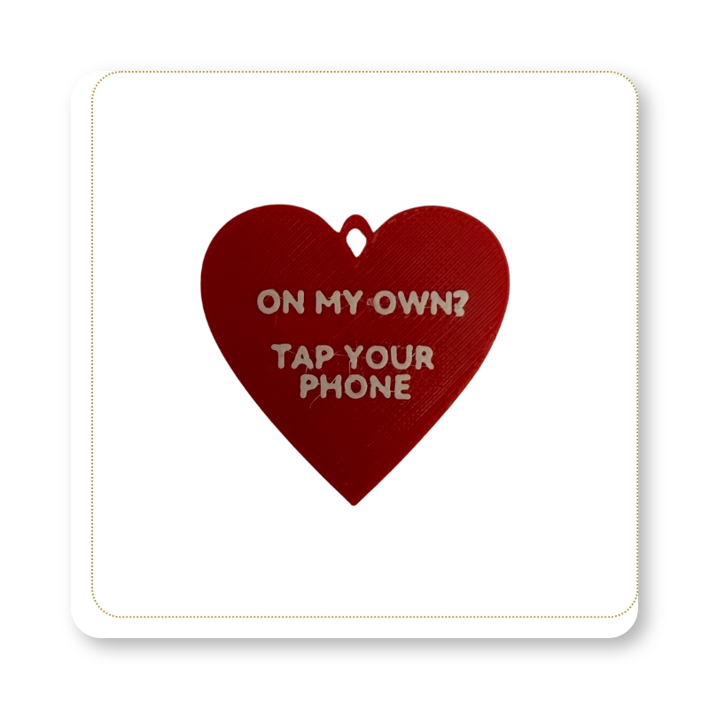 Lost Then Found NFC dog tag, heart shape