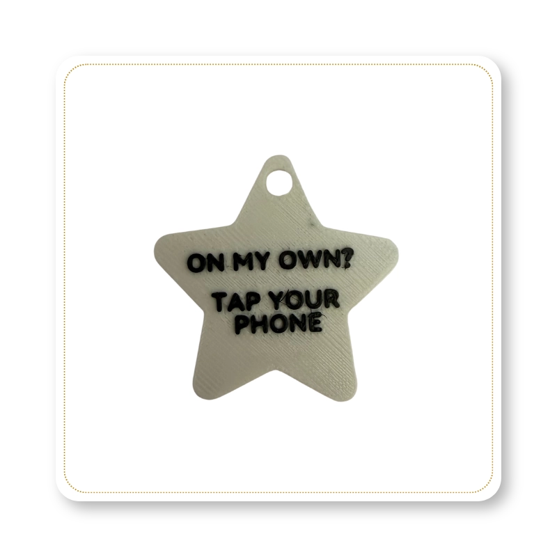 Lost Then Found NFC dog tag, star shape